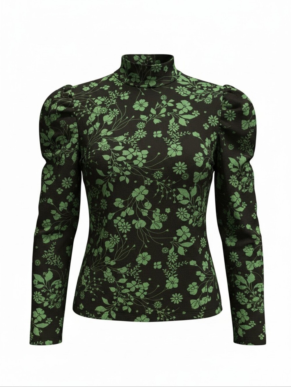 Who What Wear "Midnight Foliage" Puff Long Sleeve Top